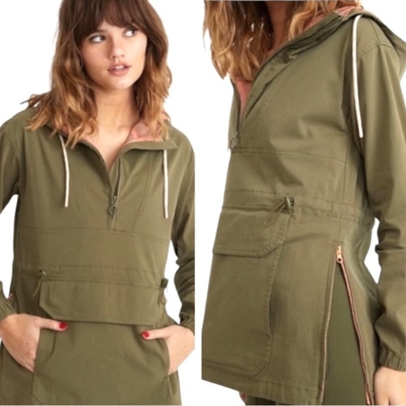 Marine Layer Jackets & Blazers - MARINE LAYER  Tacoma Anorak Utility Jacket Women's Oversized Small Green Hooded